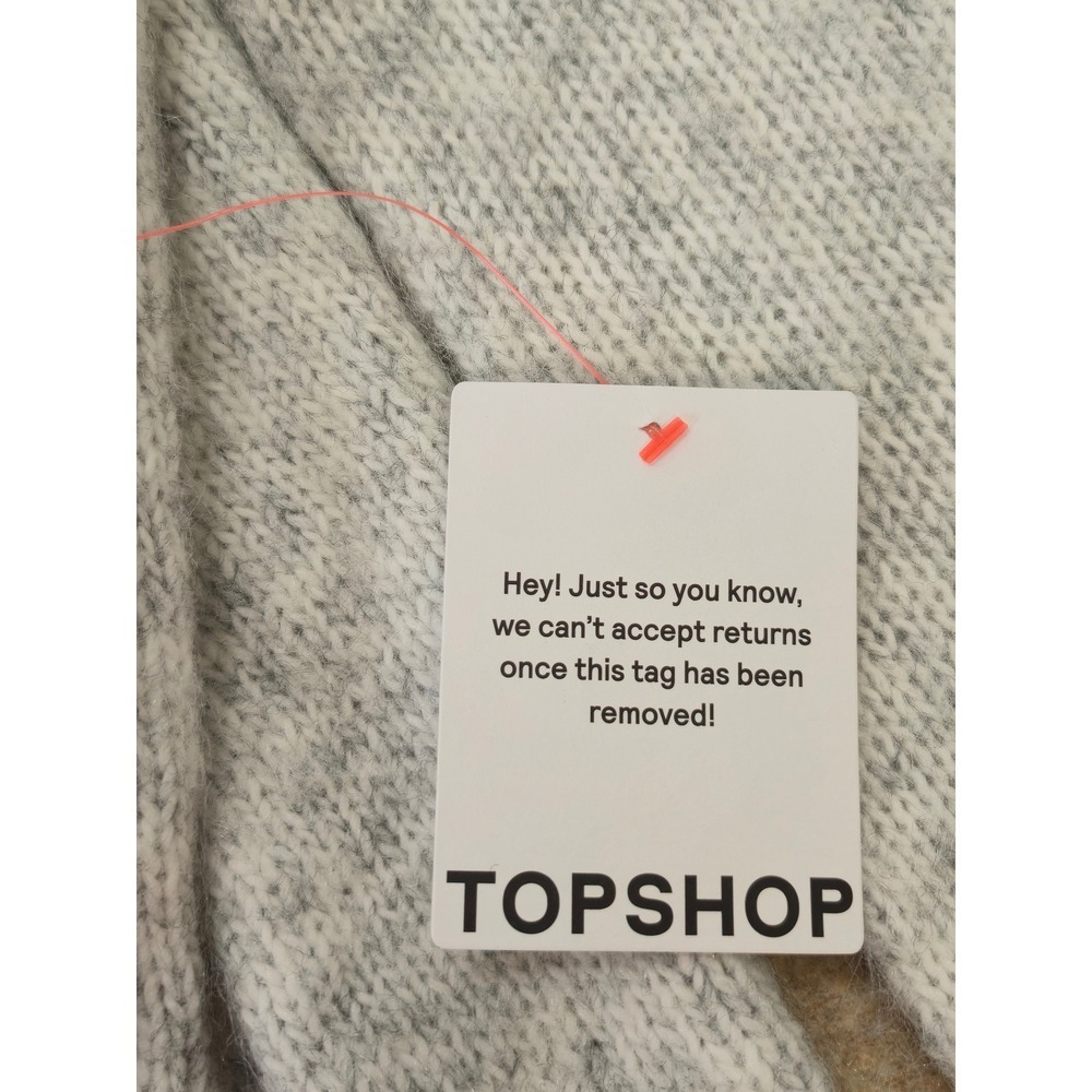 Topshop Womens M Gray Knit Split Funnel Neck Sweater Oversized Boxy NWT - Picture 11 of 15